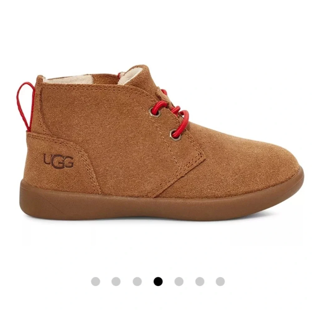 UGG Kids Chestnut Suede Walker with Red Laces